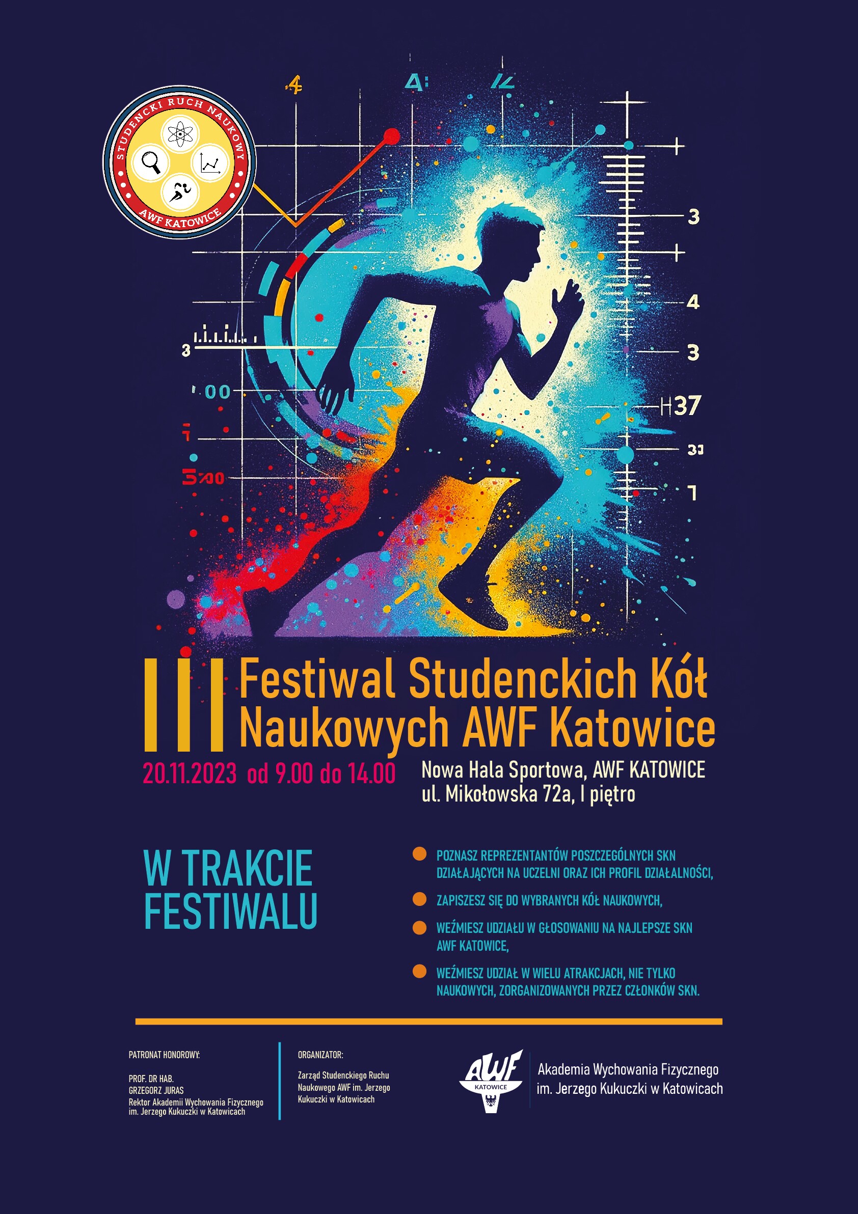 Plakat III Festiwal Studenckich Kół Naukowych AWF Katowice 